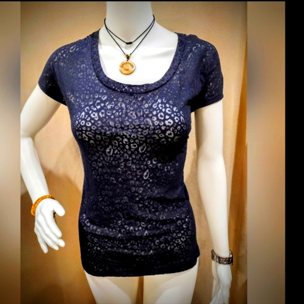 Liz Claiborne Leopard Print Sheer Tee